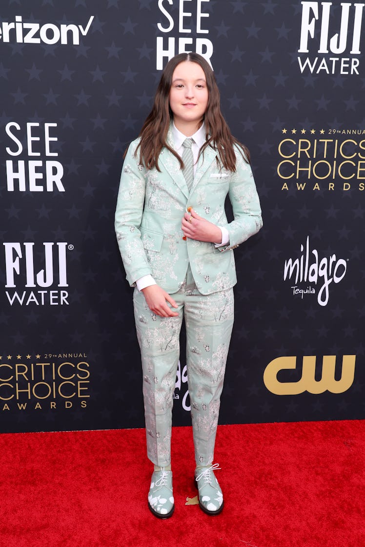 Bella Ramsey attends the 29th Annual Critics Choice Awards at Barker Hangar on January 14, 2024 in S...