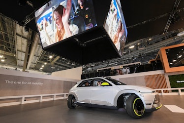 A view of Hyundai Mobis in-wheel system operating at the CES 2024, the world's largest annual consum...