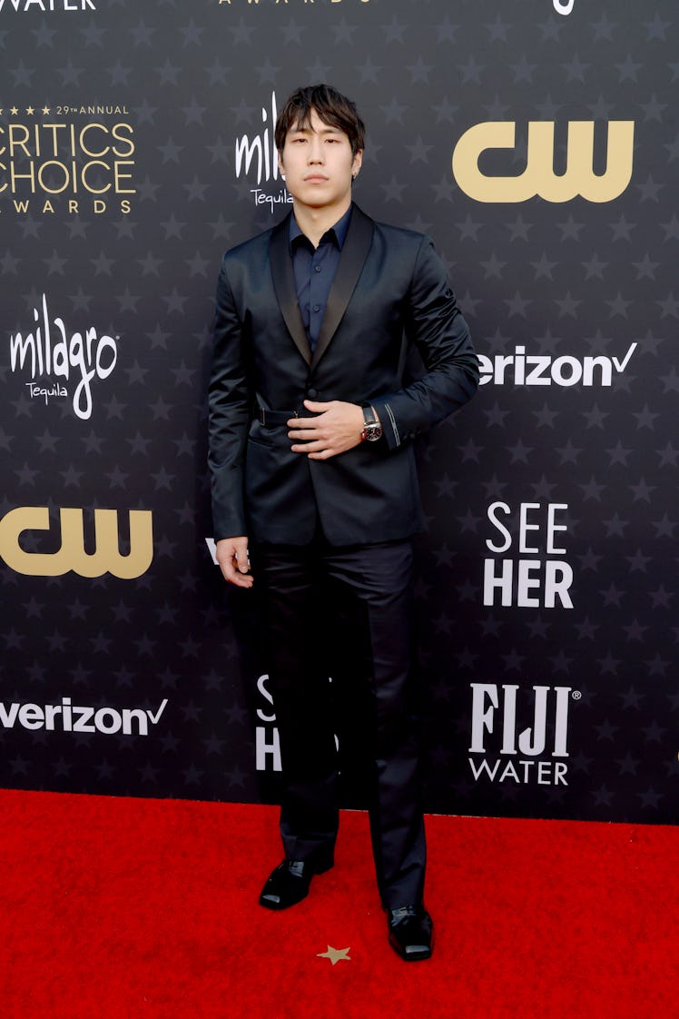Young Mazino attends the 29th Annual Critics Choice Awards at Barker Hangar on January 14, 2024 in S...