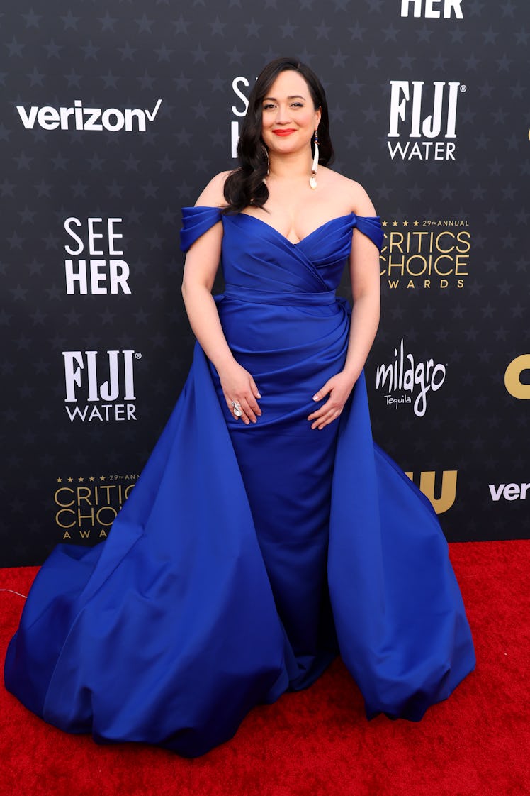 Lily Gladstone attends the 29th Annual Critics Choice Awards at Barker Hangar on January 14, 2024 in...