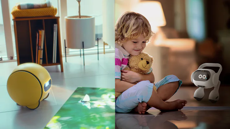 Samsung Ballie robot projector and LG AI Agent smart home robot patrol