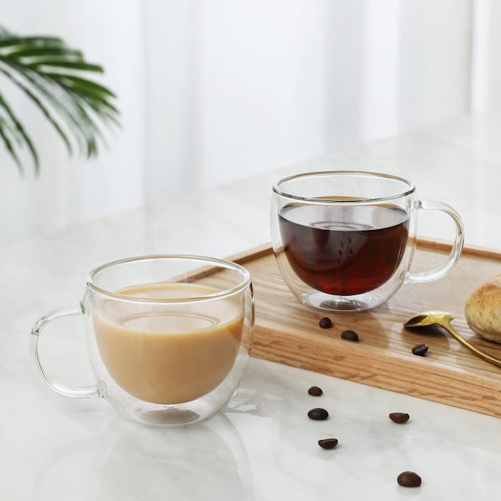 CNGLASS Double Wall Glass Cappuccino Mugs (Set of 2)