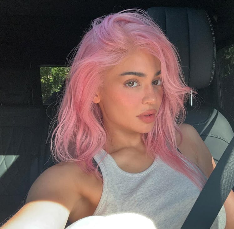 Kylie Jenner pink hair in 2024.