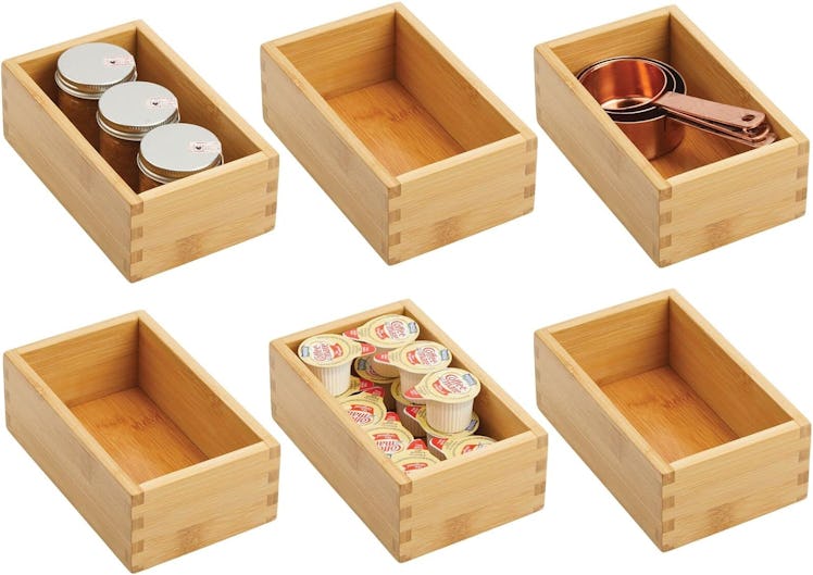 mDesign Bamboo Storage Bin Containers (6-Pack)