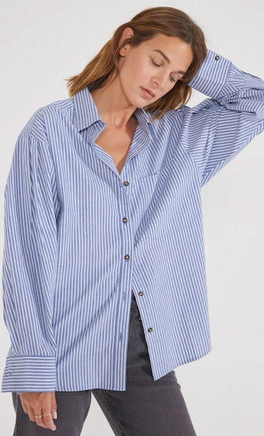 striped blue and white shirt