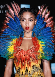 FKA Twigs attends a private view for the "Alexander McQueen: Savage Beauty" exhibition at Victoria &...