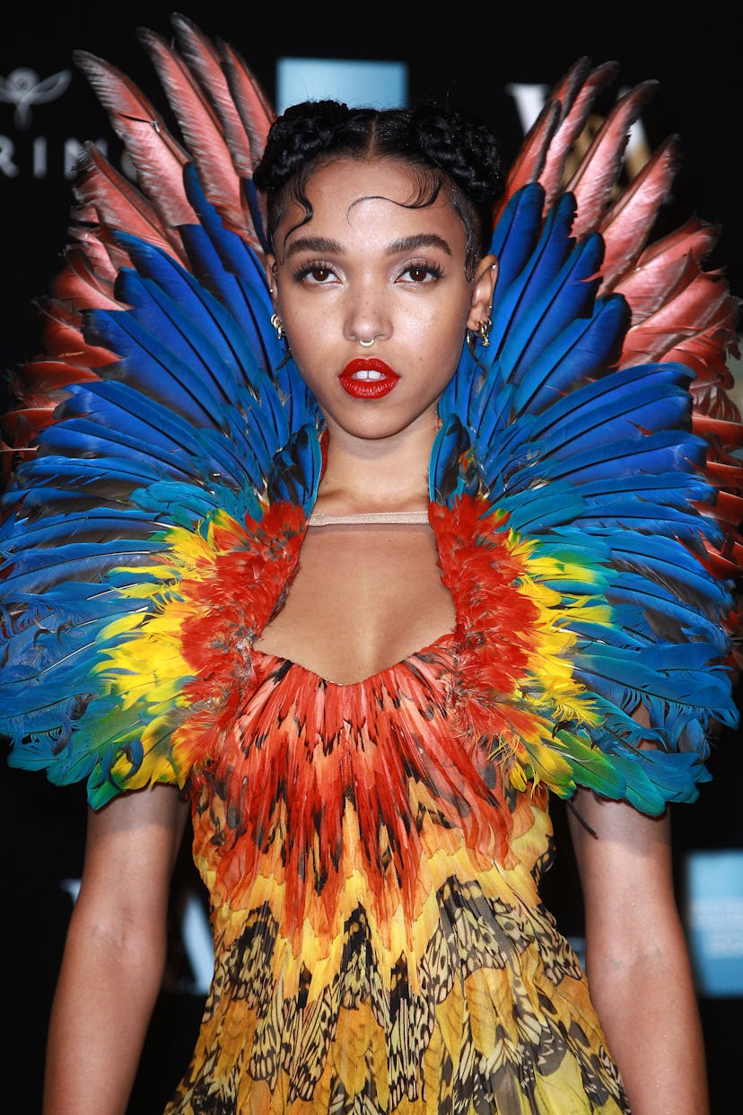 FKA Twigs attends a private view for the "Alexander McQueen: Savage Beauty" exhibition at Victoria &...