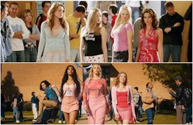 The original 'Mean Girls' movie (top) has been adapted into a musical movie in 2024 (bottom).