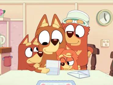 Rusty's family in Bluey in the episode "Cricket."