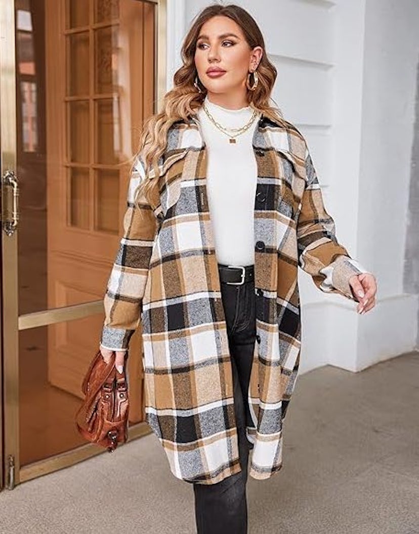 IN'VOLAND Plaid Duster Shacket