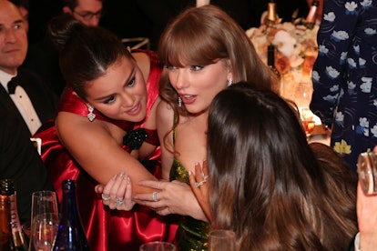 Taylor Swift and Selena Gomez at the Golden Globes. 