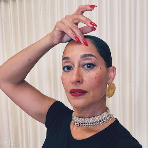 Tracee Ellis Ross red lipstick and nails