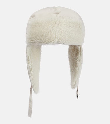 Shearling-Trimmed Down Hat