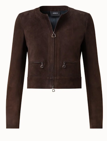 brown suede short jacket