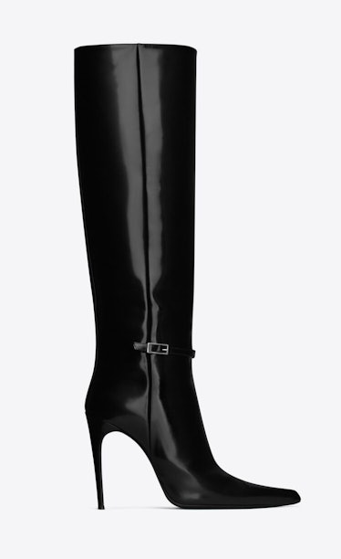 black leather knee-high boots