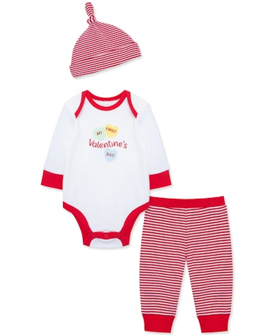Valentine Bodysuit & Pant Set outfit that reads "my first valentine's day"