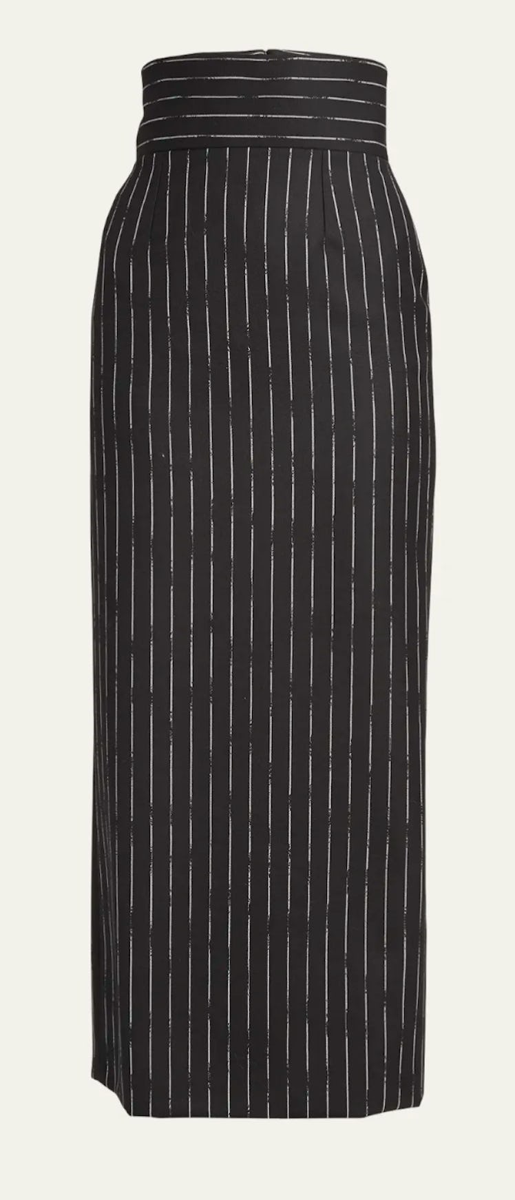 black and white pinstripe pencil skirt