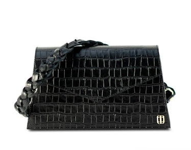 black croc embossed handbag