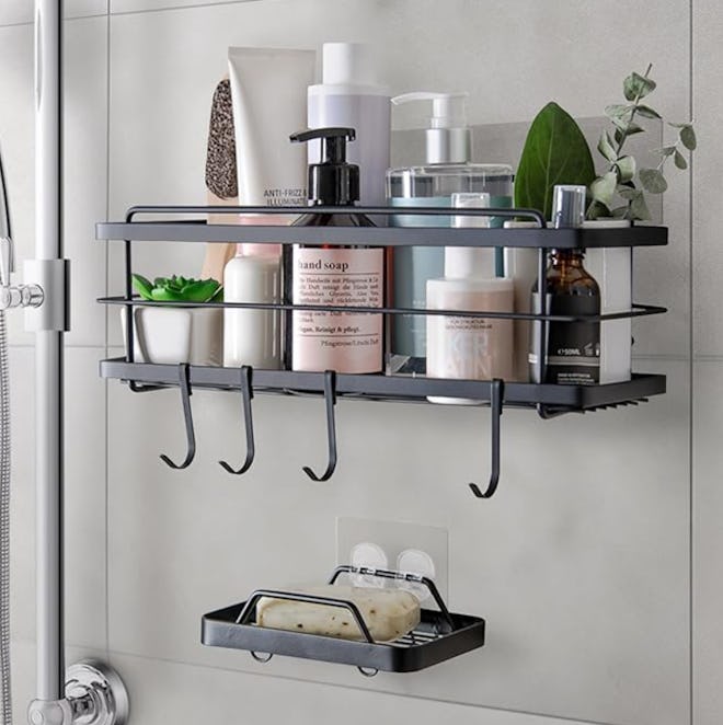 KINCMAX Shower Caddy Basket Shelf & Soap Dish Set 
