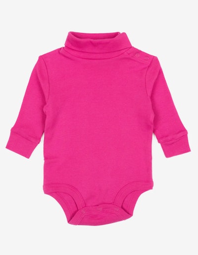 Pink Baby Cotton Turtleneck Bodysuit, the perfect shirt for baby's first Valentine's Day outfit.