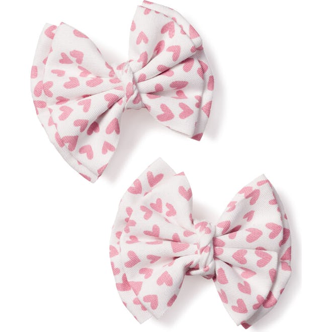 2-Pack Small Hair Bow, Sweethearts pink and white pattern, a cute accessory for baby's first valenti...