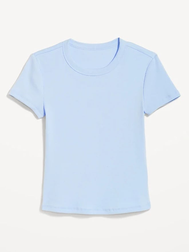 Rib-Knit Cropped T-Shirt