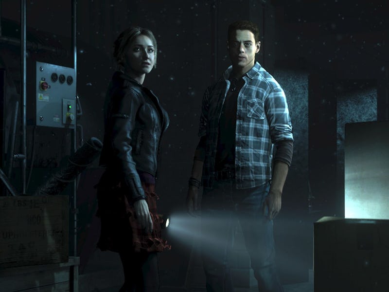 Until Dawn Sam and Josh standing in the dark