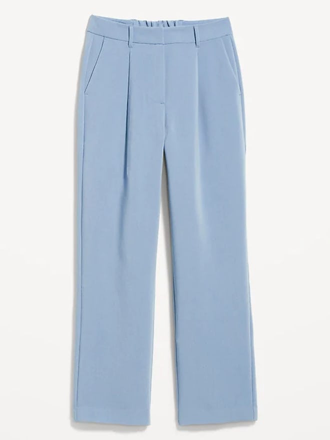Extra High-Waisted Pleated Taylor Wide-Leg Trouser Suit Pants