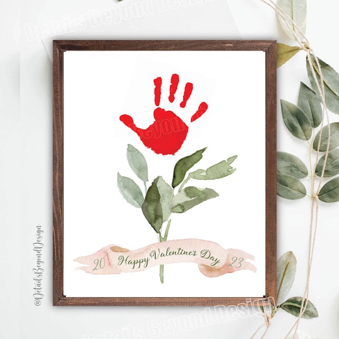 Valentine's Day Rose Handprint