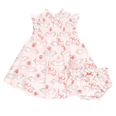 Baby Girls Stevie Dress Set, a perfect pink and red dress for a baby's first valentine's day outfit.