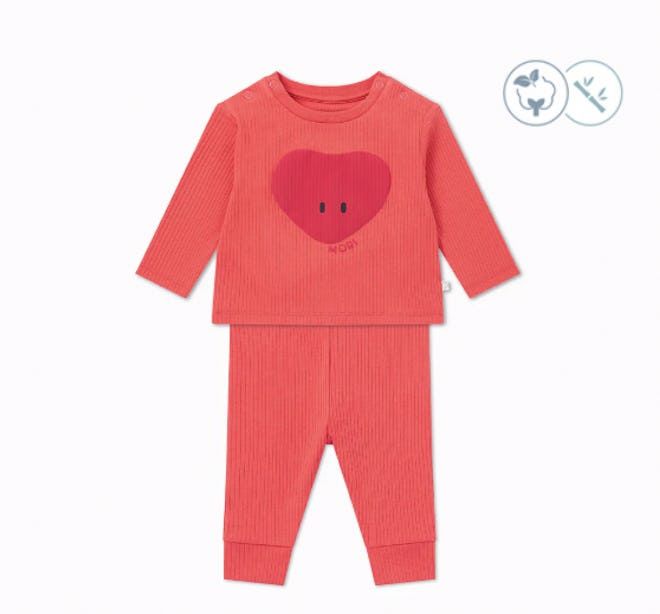 Heart Ribbed Tee & Leggings Outfit for baby's first valentine's day