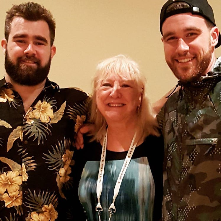 Donna Kelce with her sons Jason and Travis Kelce. 