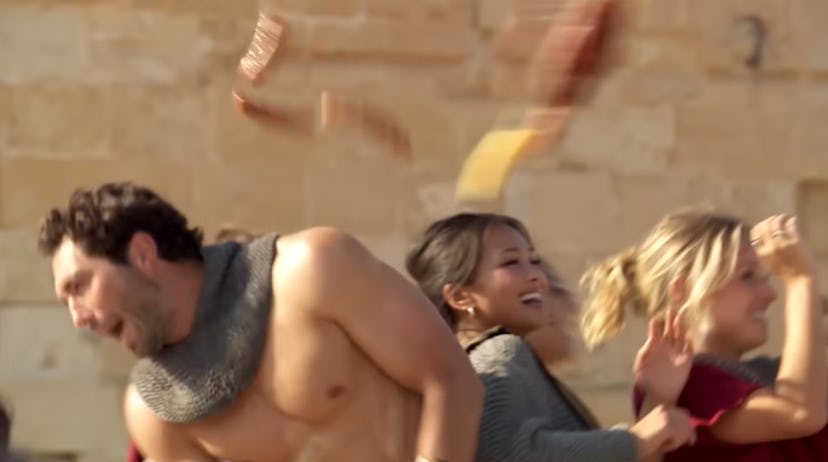 Flying sausages in Malta on 'The Bachelor.' Screenshot via YouTube