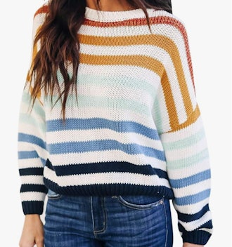 ZESICA Striped Pullover