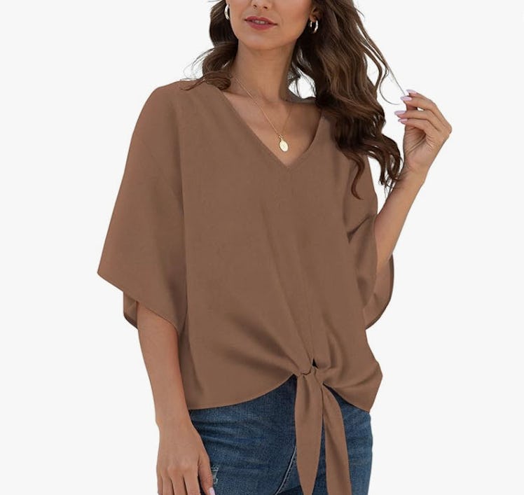 VIISHOW Tie Front Chiffon Blouse