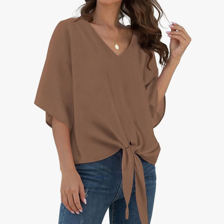 VIISHOW Tie Front Chiffon Blouse