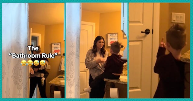 After given permission by mom, this little boy takes advantage the family "bathroom rule," allowing ...