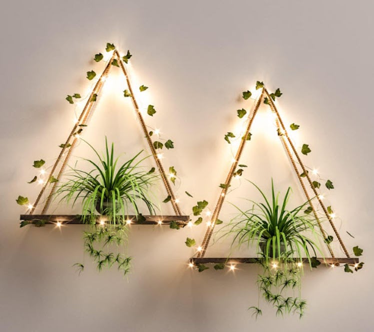 RICHER HOUSE Artificial Ivy LED-Strip Wall Hanging Shelves (2-Pack)