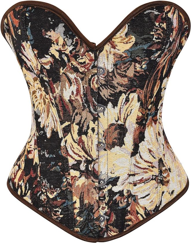 Vintage Floral Denim Corset Bustier Top
