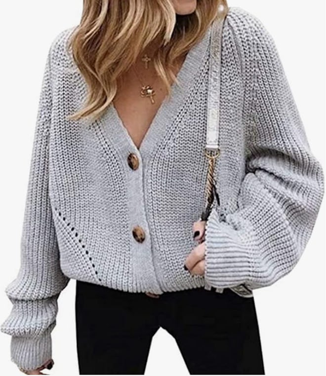 Asskdan V-Neck Button Sweater