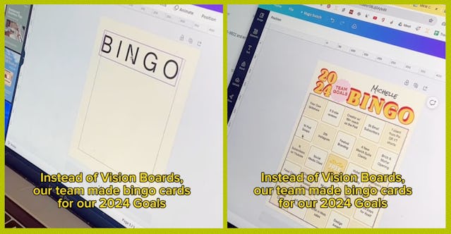 TikToker Michelle Wintersteen created a Bingo card designed for New Year's Resolutions.
