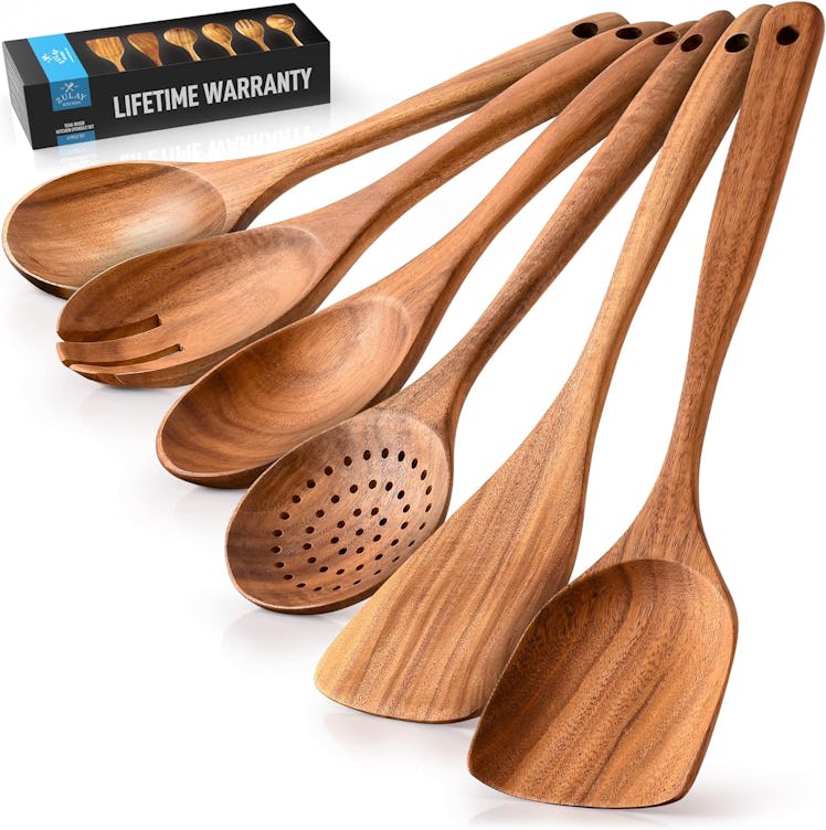 Zulay Kitchen Wooden Spoon Set (6 Pieces)