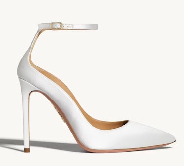 white pump with ankle strap