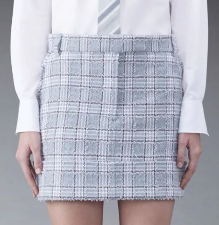 gray tweed mini skirt