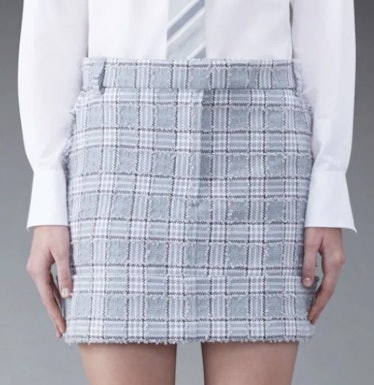 gray tweed mini skirt