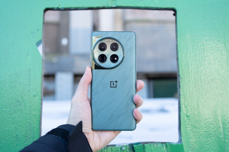 The OnePlus 12 in Flowy Emerald.