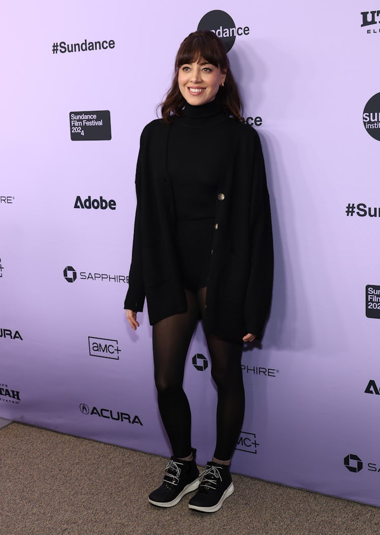 Aubrey Plaza attends the "My Old Ass" Premiere during the 2024 Sundance Film Festival at Eccles Cent...