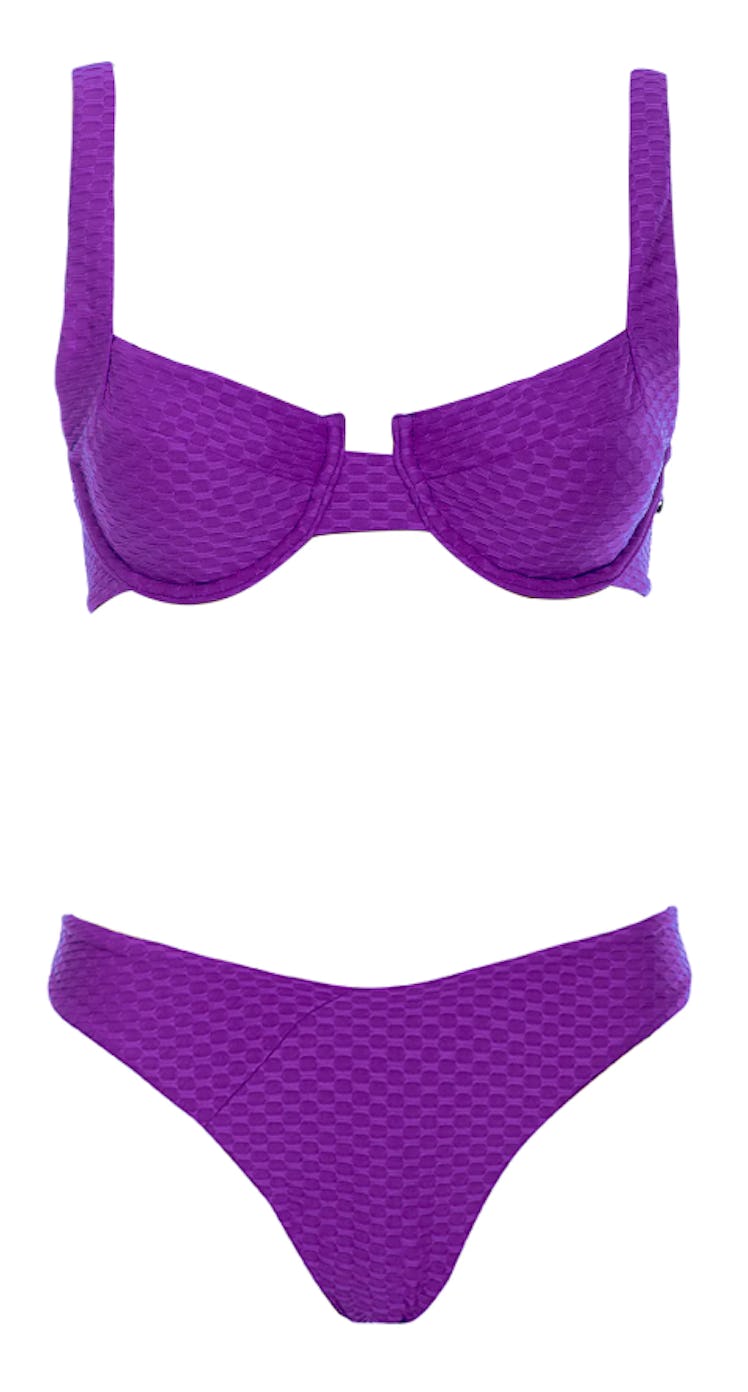 purple balconette bikini set
