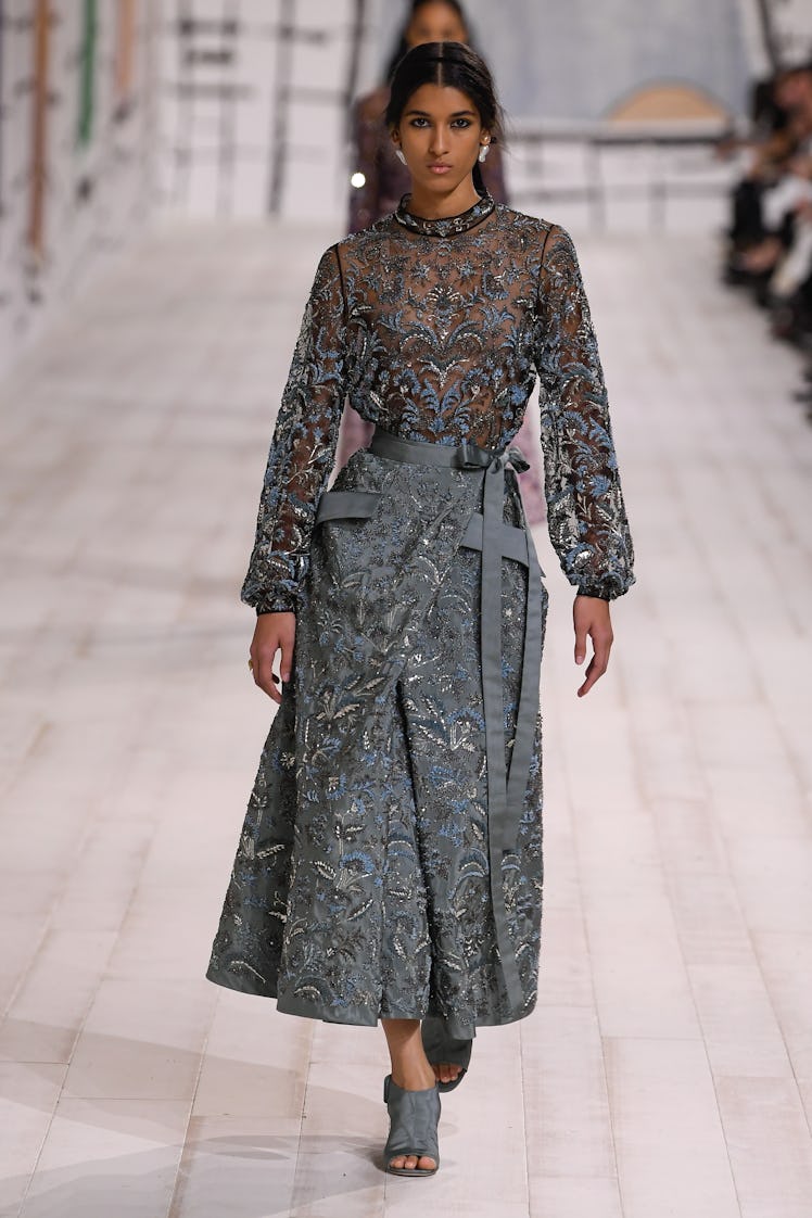 Model on the runway at Christian Dior Couture Spring 2024 as part of Paris Couture Fashion Week held...
