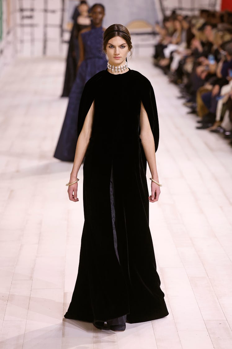 A model walks the runway during the Christian Dior Haute Couture Spring/Summer 2024 show as part of ...